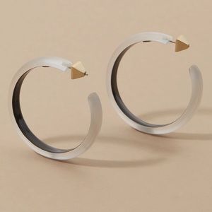 Alexis Bittar Large Light Weight Slim Hand Carved Luminous Lucite Hoop Earrings